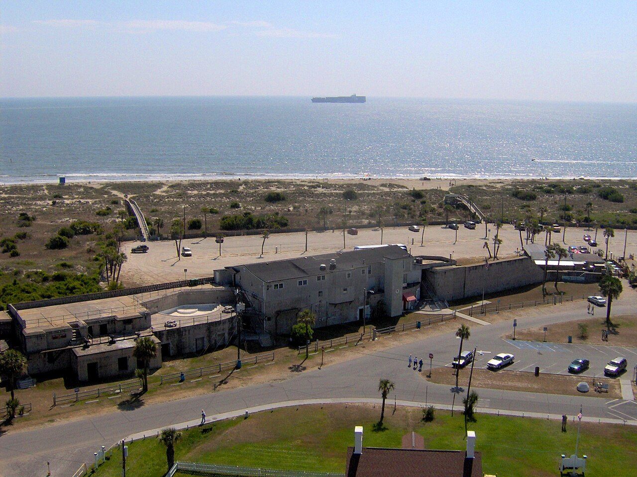 North Beach and the Savannah River shipping channel seen from the Tybee light station